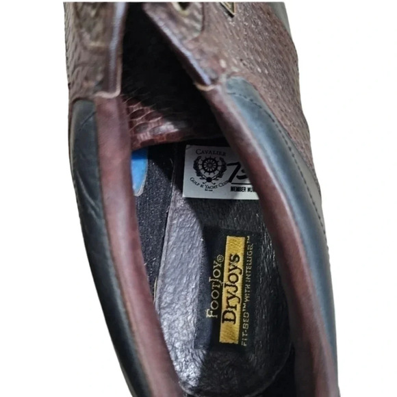 FootJoy DryJoy Men Size 11 Brown Black Saddle Croc Print Classic Golf Tour Shoes - Picture 5 of 7